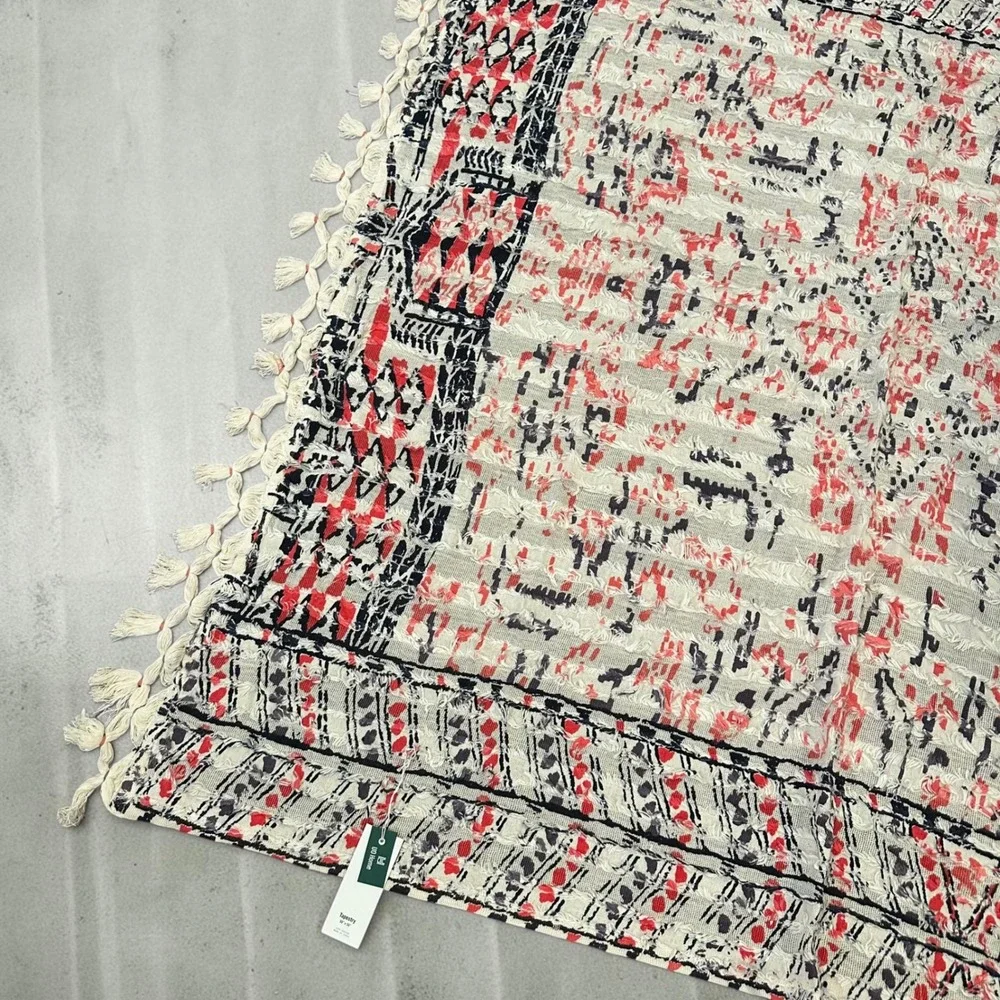 Urban Outfitters Cotton Tasseled Tapestry Geometric Boho Wall Hanging 55x55 New